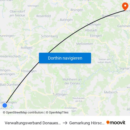 Verwaltungsverband Donaueschingen to Gemarkung Hörschwag map