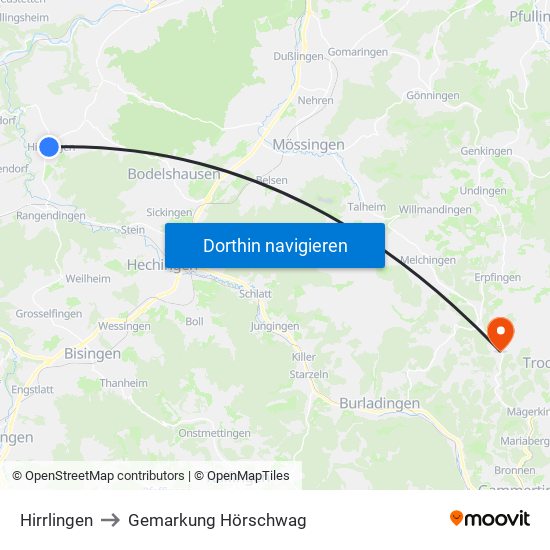 Hirrlingen to Gemarkung Hörschwag map