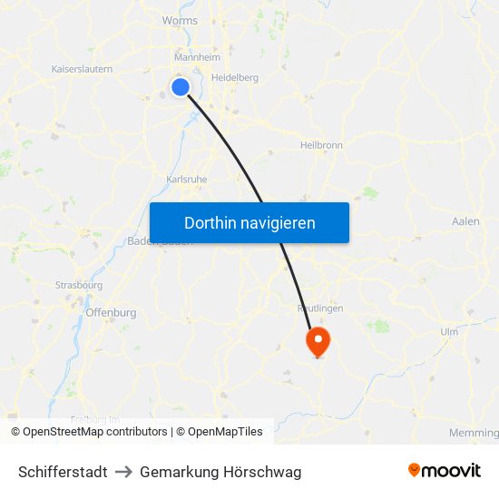 Schifferstadt to Gemarkung Hörschwag map