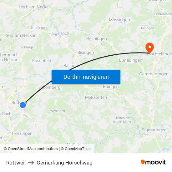 Rottweil to Gemarkung Hörschwag map