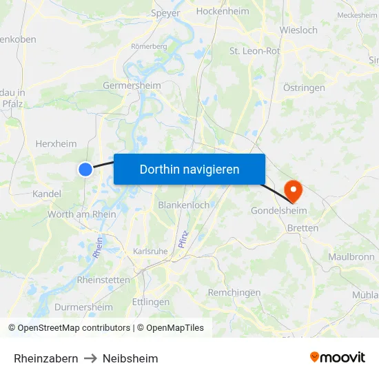 Rheinzabern to Neibsheim map