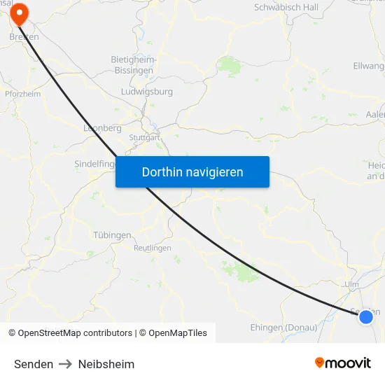 Senden to Neibsheim map