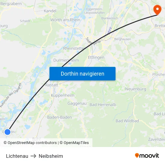 Lichtenau to Neibsheim map