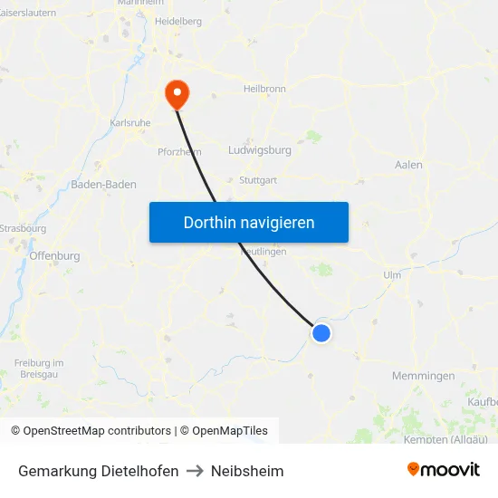 Gemarkung Dietelhofen to Neibsheim map