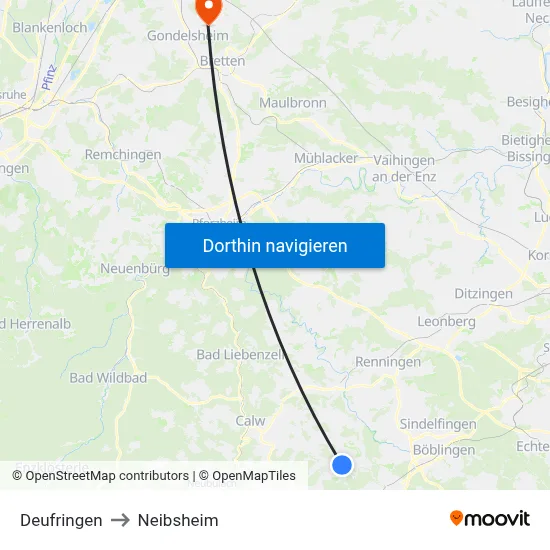 Deufringen to Neibsheim map