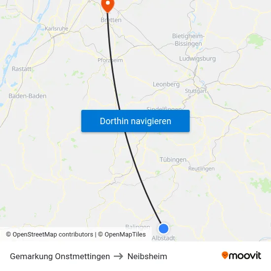 Gemarkung Onstmettingen to Neibsheim map