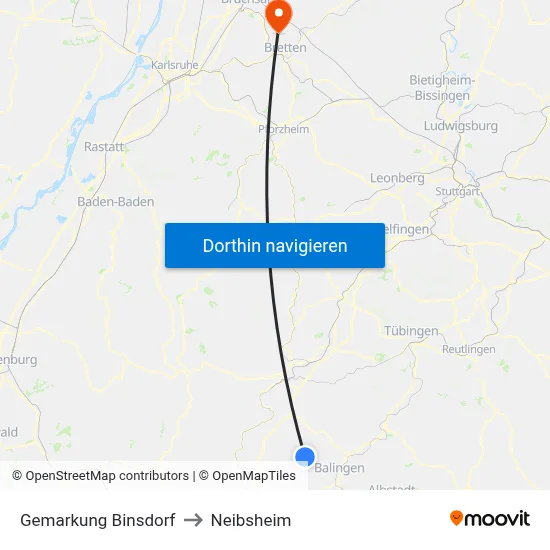Gemarkung Binsdorf to Neibsheim map