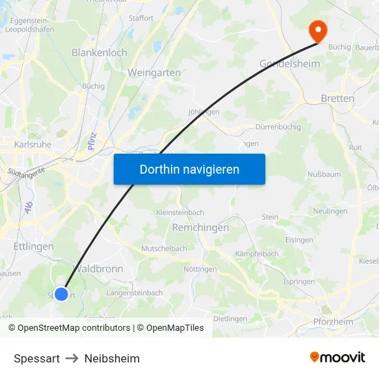 Spessart to Neibsheim map