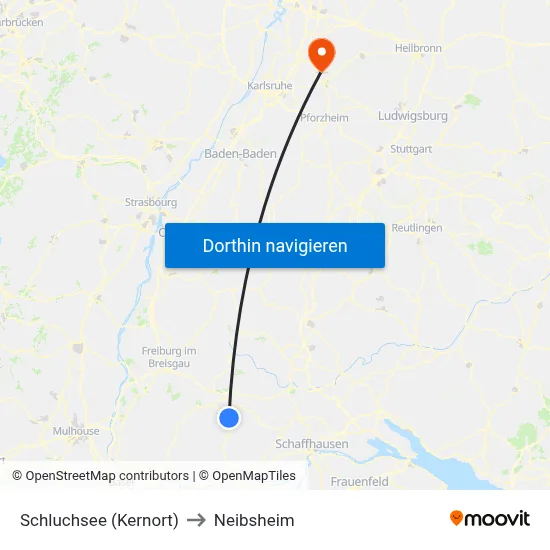 Schluchsee (Kernort) to Neibsheim map