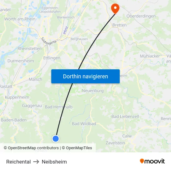 Reichental to Neibsheim map