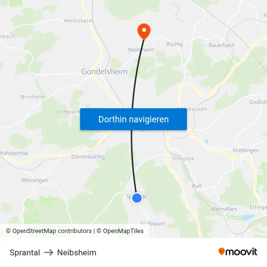 Sprantal to Neibsheim map