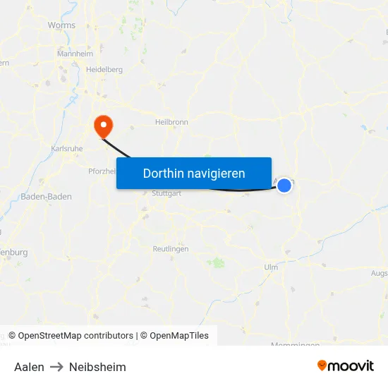 Aalen to Neibsheim map