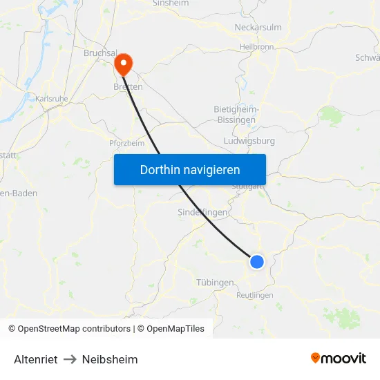 Altenriet to Neibsheim map