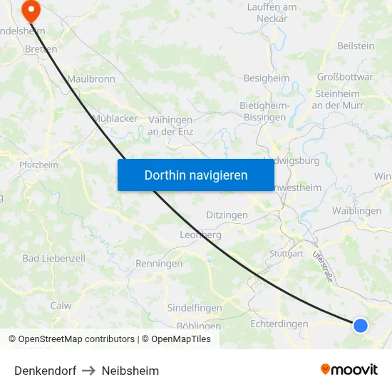 Denkendorf to Neibsheim map