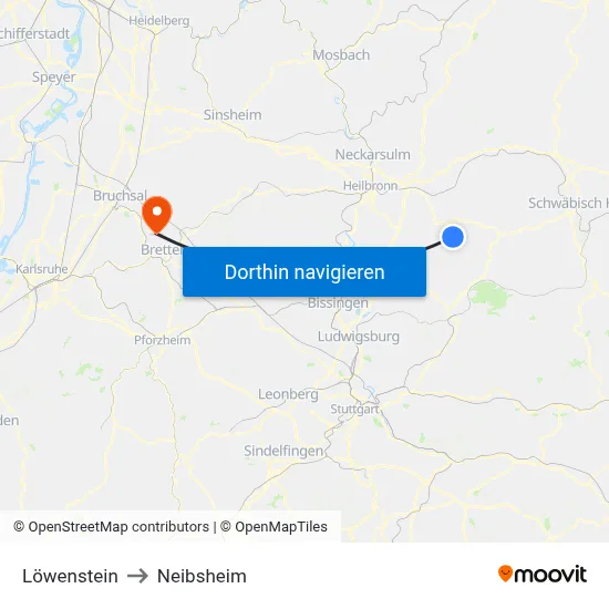 Löwenstein to Neibsheim map