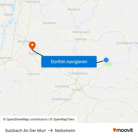 Sulzbach An Der Murr to Neibsheim map