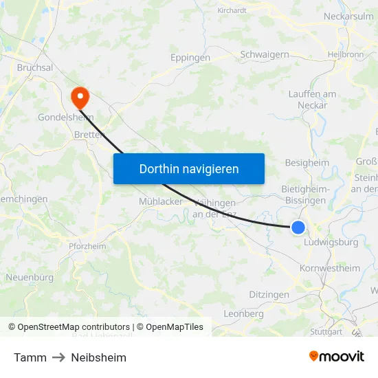 Tamm to Neibsheim map