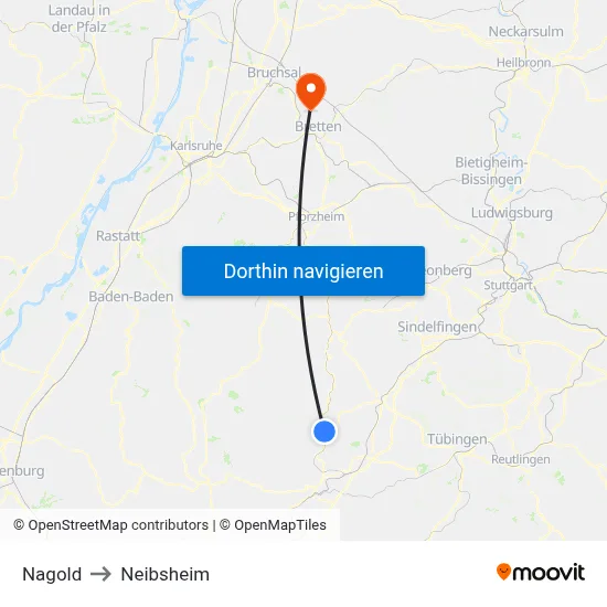 Nagold to Neibsheim map