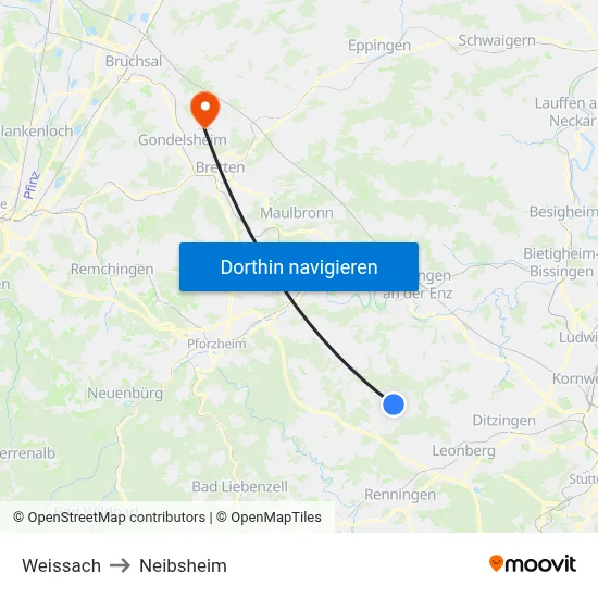 Weissach to Neibsheim map