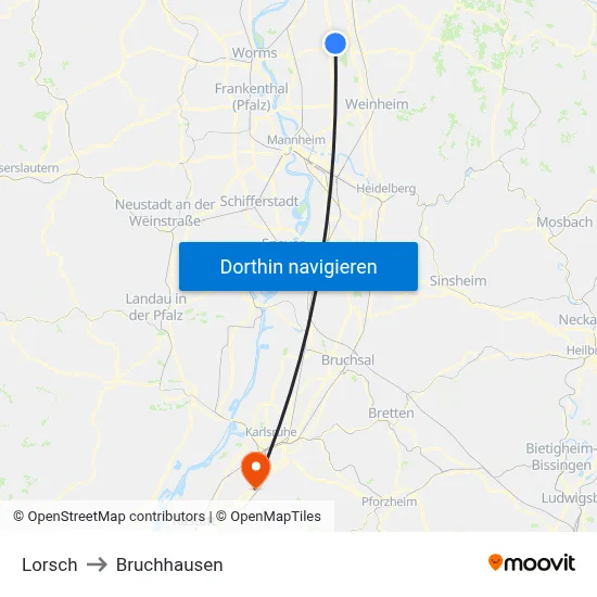 Lorsch to Bruchhausen map