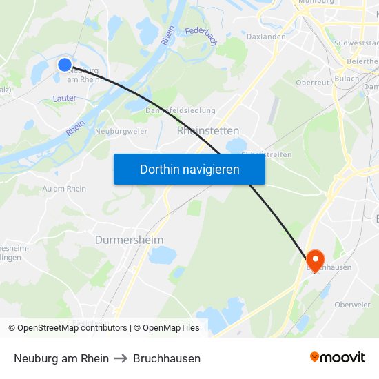 Neuburg am Rhein to Bruchhausen map