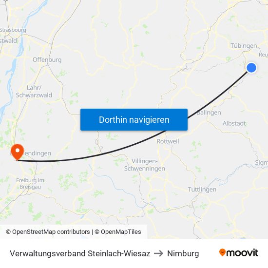 Verwaltungsverband Steinlach-Wiesaz to Nimburg map