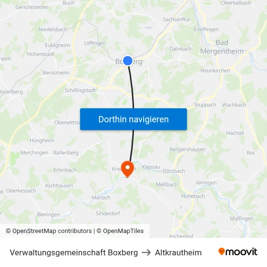 Verwaltungsgemeinschaft Boxberg to Altkrautheim map