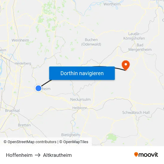 Hoffenheim to Altkrautheim map