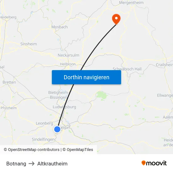 Botnang to Altkrautheim map
