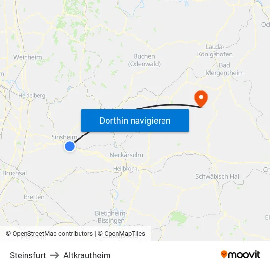 Steinsfurt to Altkrautheim map