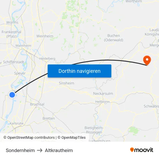 Sondernheim to Altkrautheim map