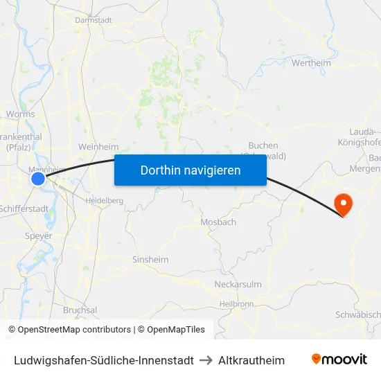 Ludwigshafen-Südliche-Innenstadt to Altkrautheim map