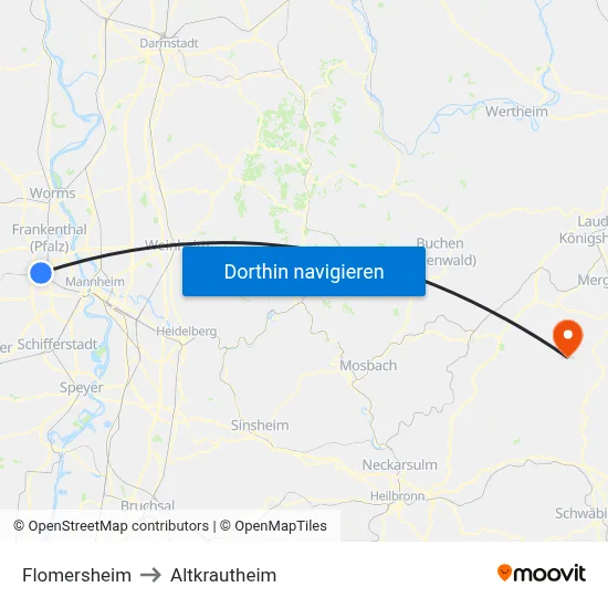 Flomersheim to Altkrautheim map