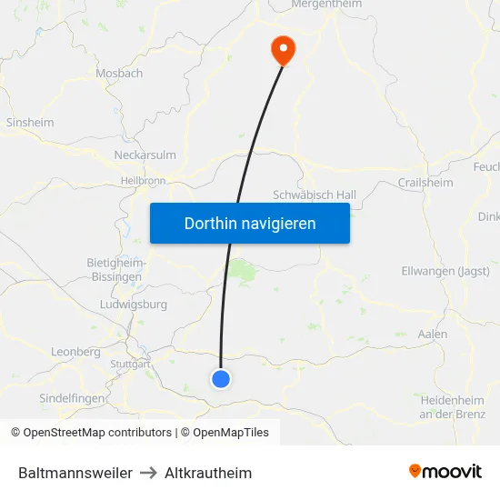 Baltmannsweiler to Altkrautheim map