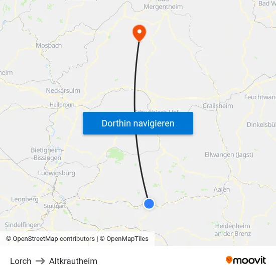 Lorch to Altkrautheim map