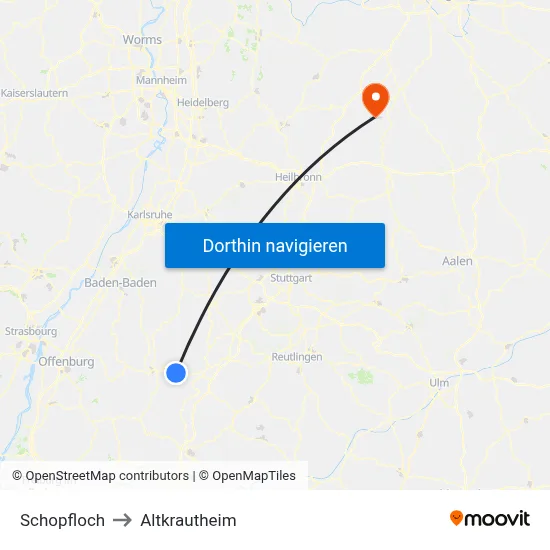 Schopfloch to Altkrautheim map