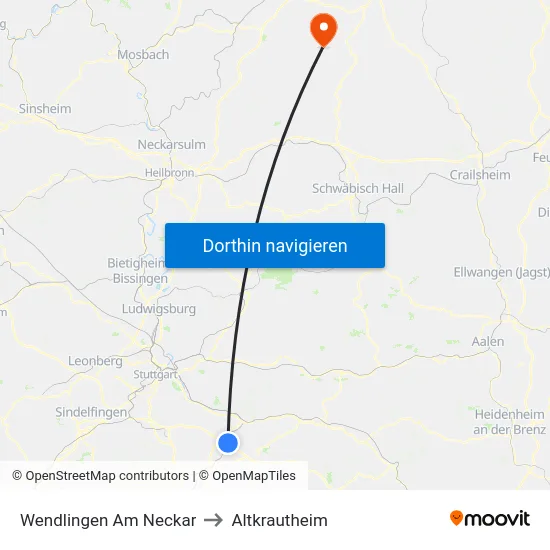 Wendlingen Am Neckar to Altkrautheim map