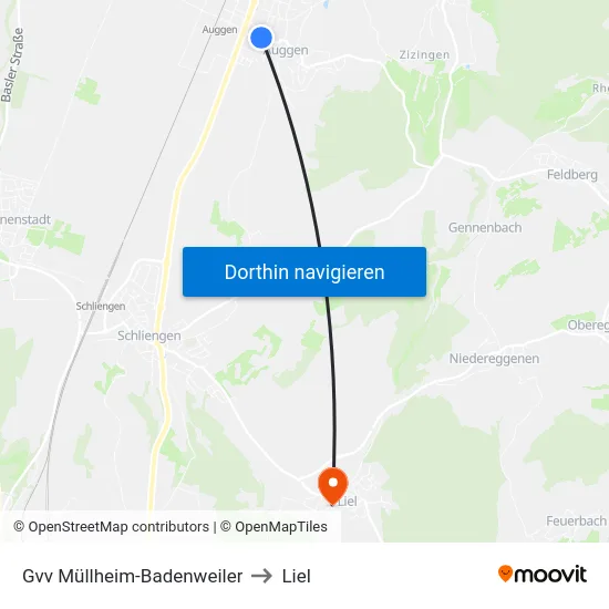 Gvv Müllheim-Badenweiler to Liel map