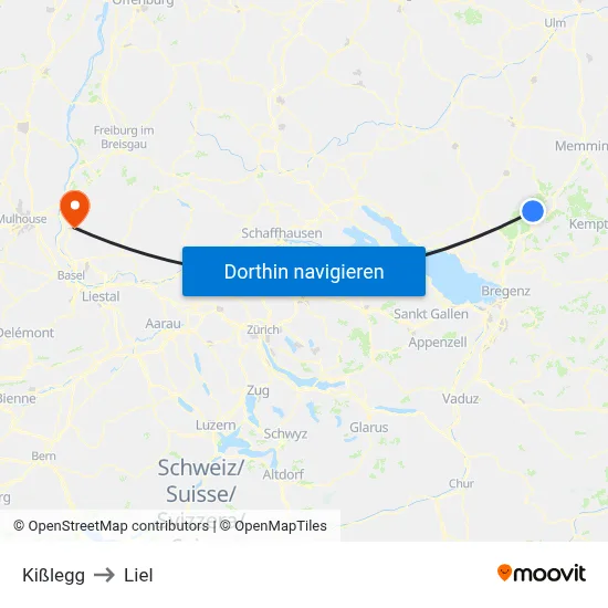 Kißlegg to Liel map