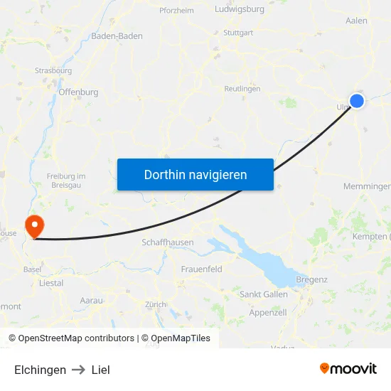 Elchingen to Liel map
