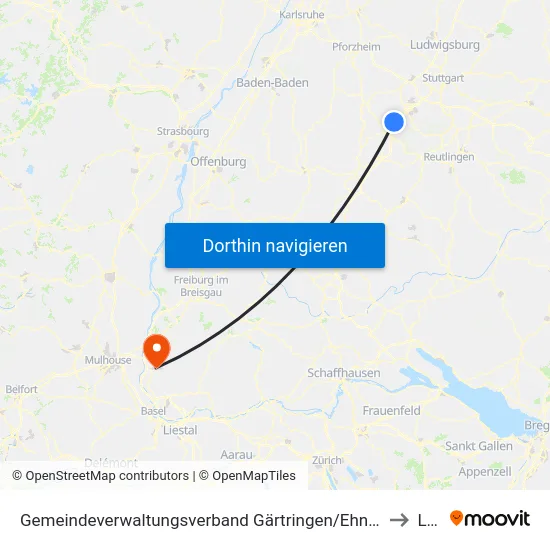 Gemeindeverwaltungsverband Gärtringen/Ehningen to Liel map