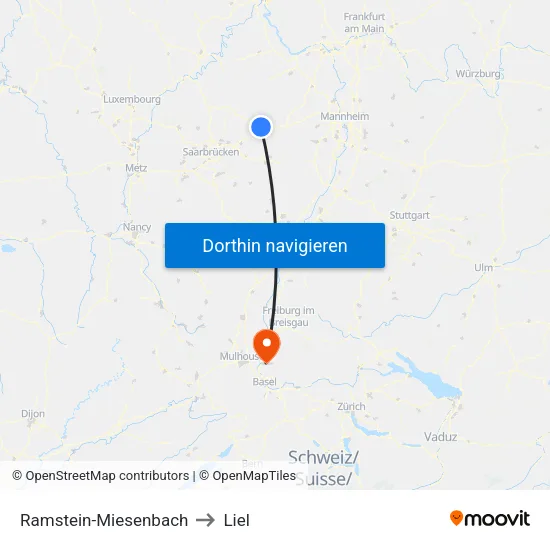 Ramstein-Miesenbach to Liel map
