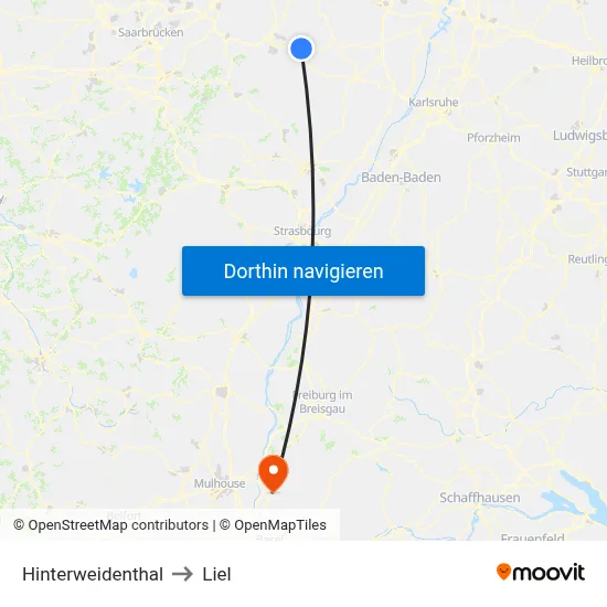 Hinterweidenthal to Liel map