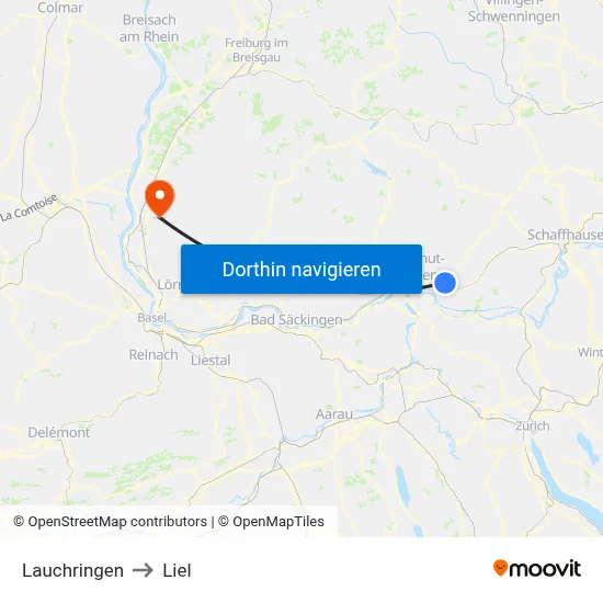 Lauchringen to Liel map