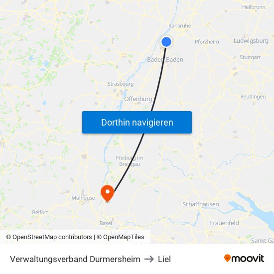 Verwaltungsverband Durmersheim to Liel map