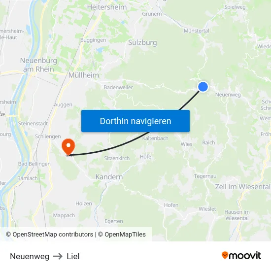 Neuenweg to Liel map