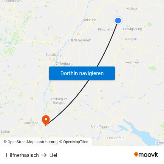 Häfnerhaslach to Liel map