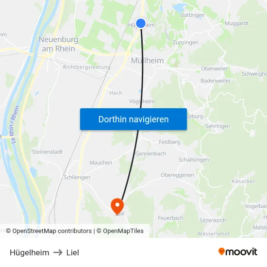 Hügelheim to Liel map