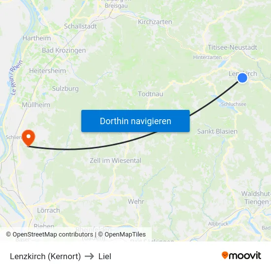 Lenzkirch (Kernort) to Liel map