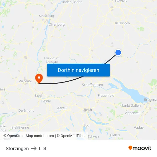 Storzingen to Liel map